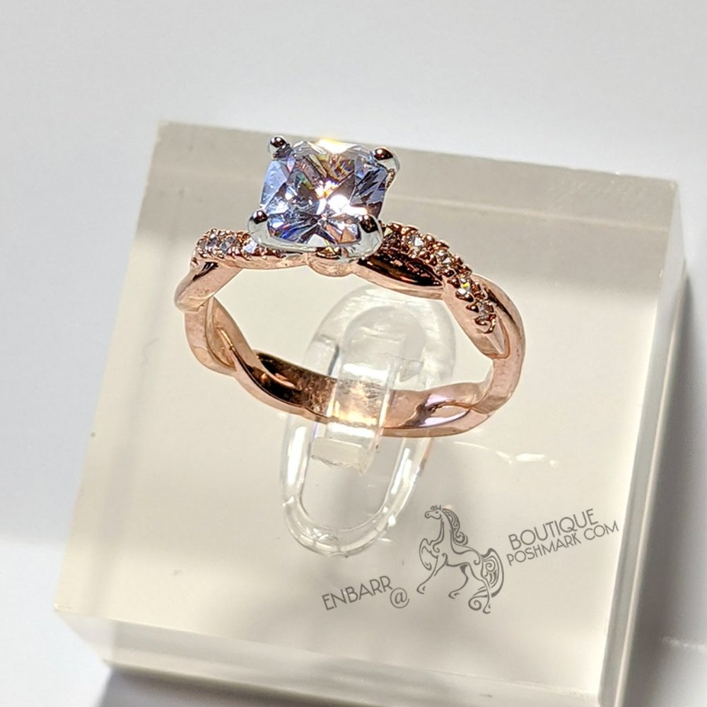 Sterling 14K Rose Gold white sapphire